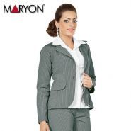 314867-Blazer Cinza em Tecido Risca de Giz