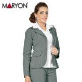 314867-Blazer Cinza em Tecido Risca de Giz